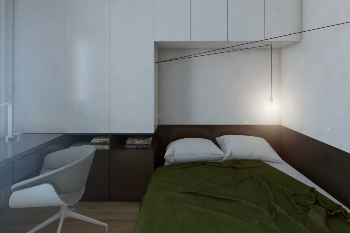 projekt wnętrz mieszkania dla studenta we wrocławiu, architektura wnętrz i projekt sypialni